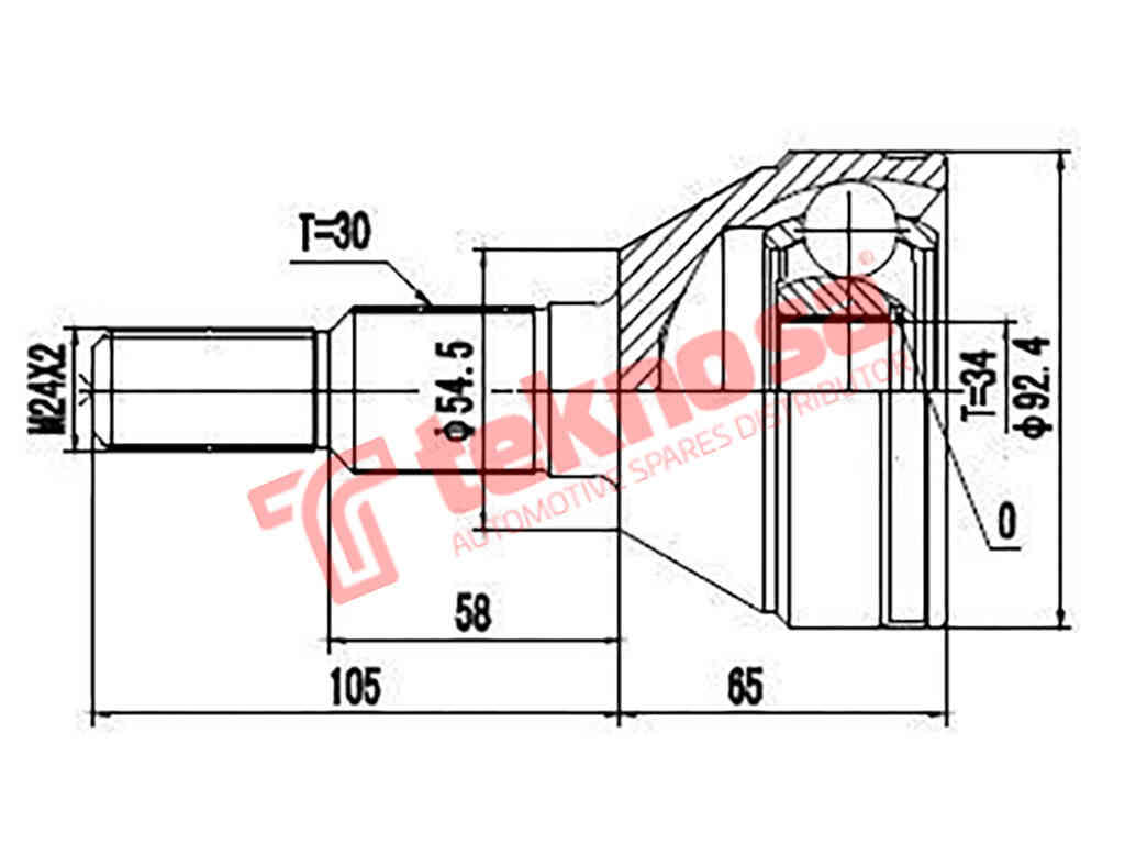 TEKNOSA Front Outer CV Joint (Left or Right) for Chevrolet Captiva - GM3006