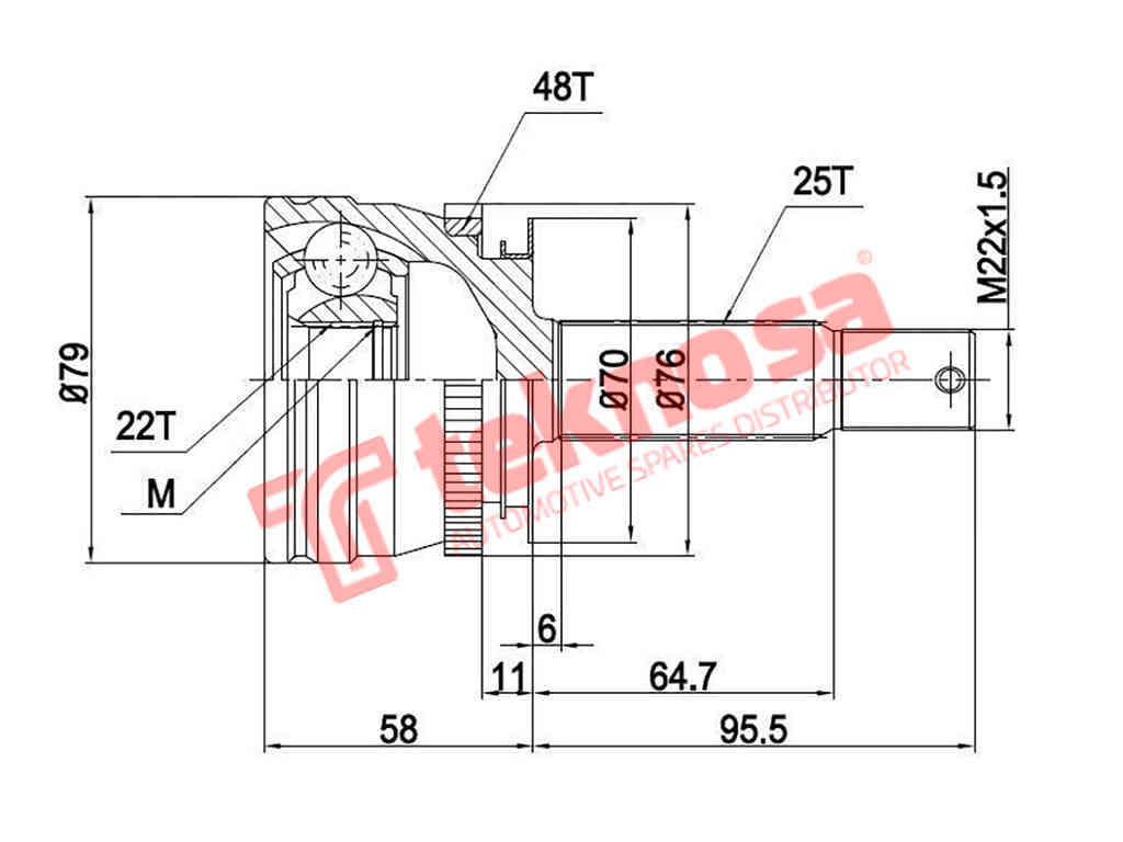 Outer CV Joint Hyundai Accent 3 1.6 Accent 4 1.6 Kia Rio 2 1.4 1.6Cvvt Hy3003A