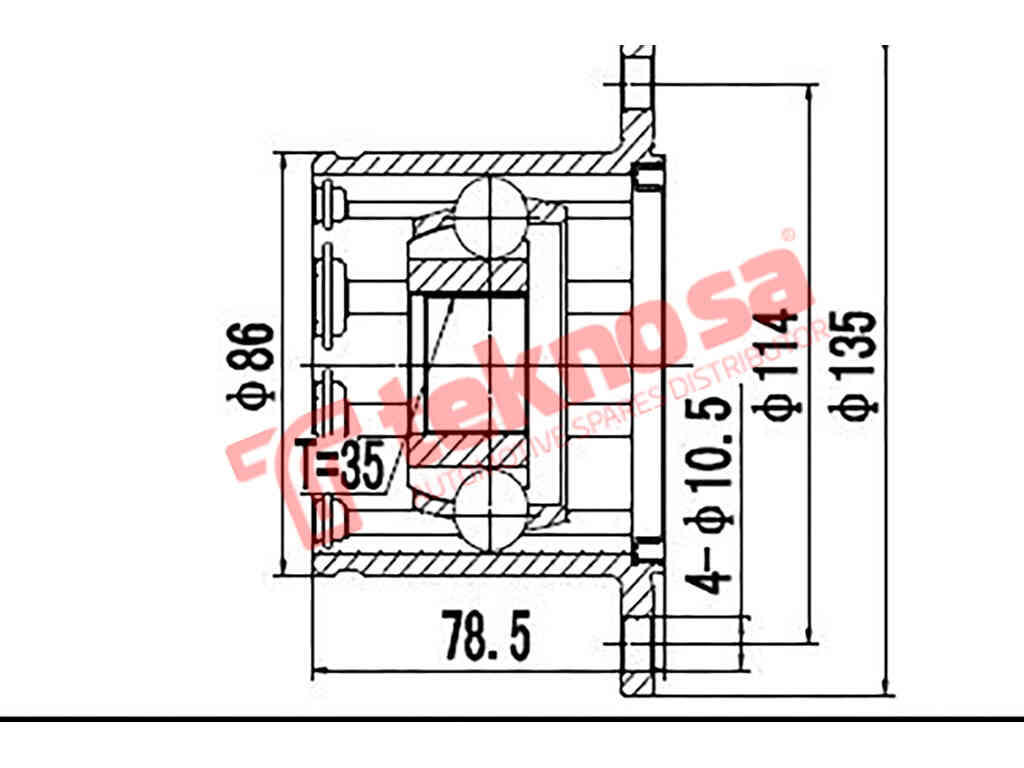TEKNOSA Front Inner CV Joint (Left or Right) for Mitsubishi Pajero - MI4015