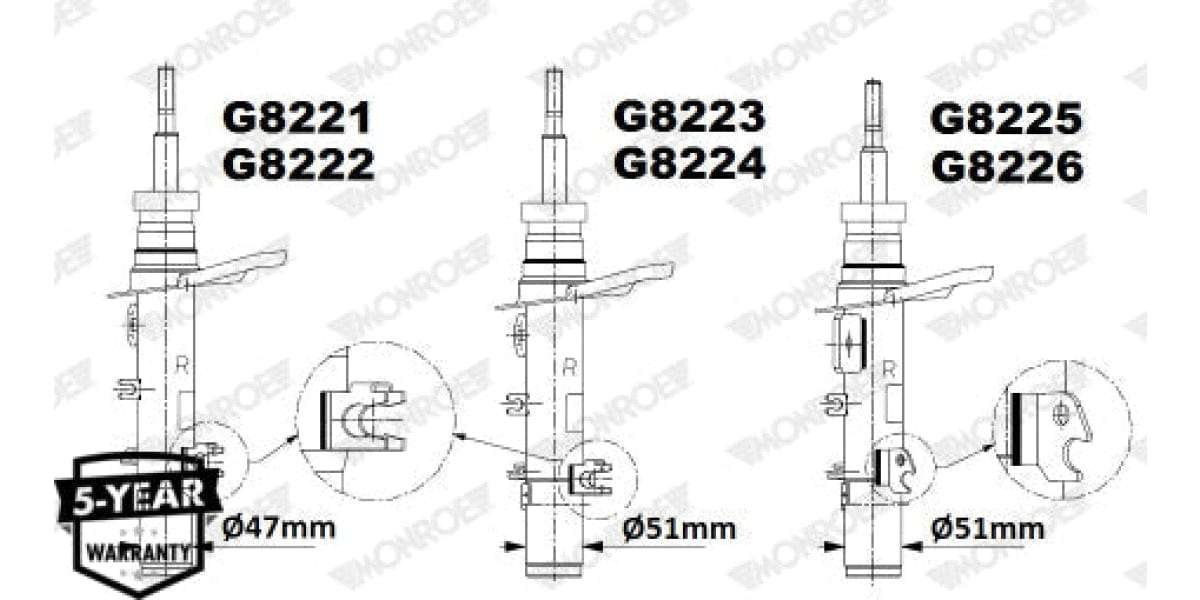 Shock Front Left Peugeot 208 2012> (MONROE)(G8222)