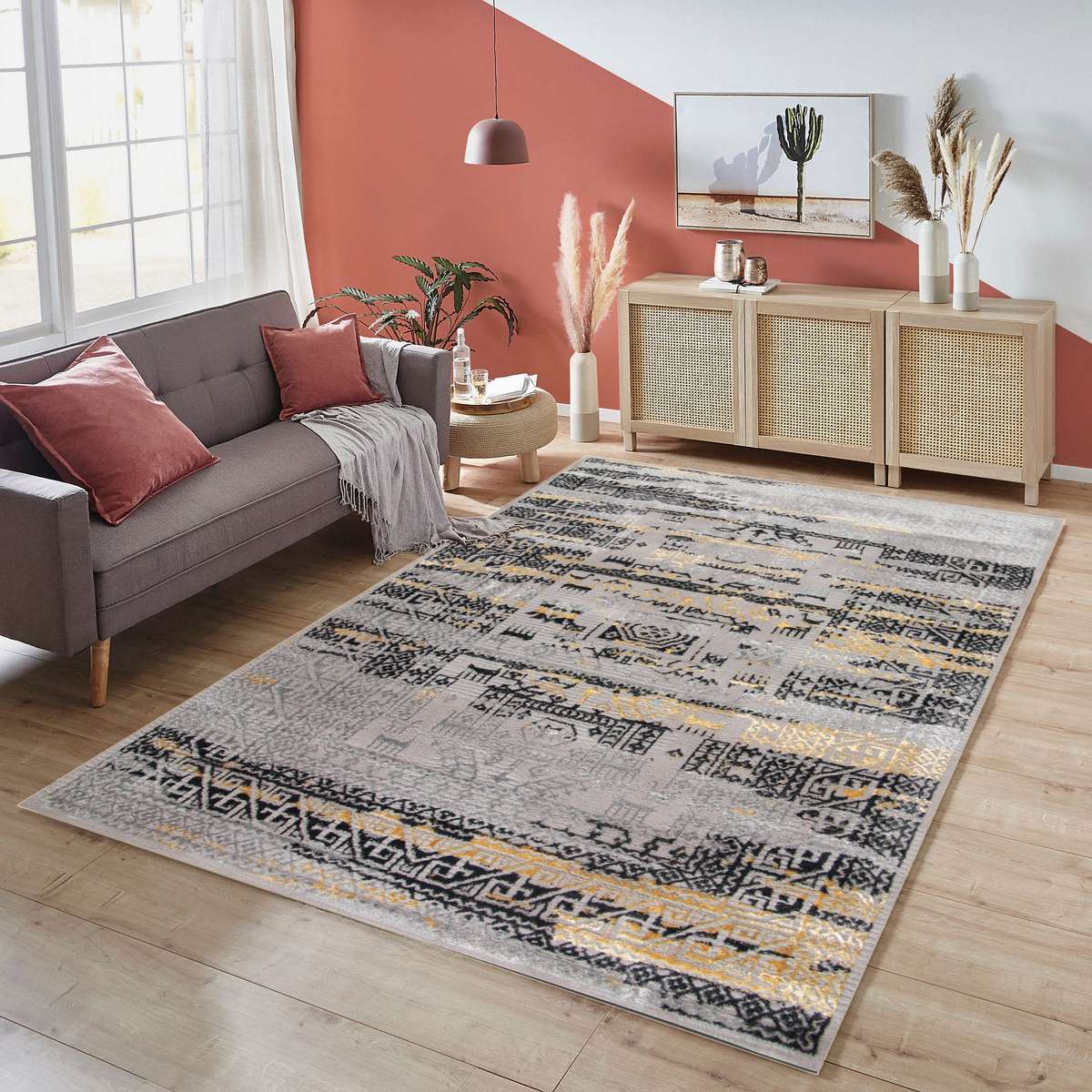 Alin Lumith Grey Modern Area Rug