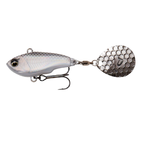 SAVAGE GEAR FAT TAIL SPIN SINKING WHITE SILVER - 5.5CM 9G / SINKING PERCH