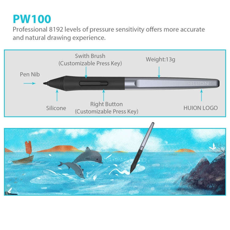 HUION H610Pro V2 5080LPI Professional Art USB Graphics Drawing Tablet for Windows / Mac OS, with Bat