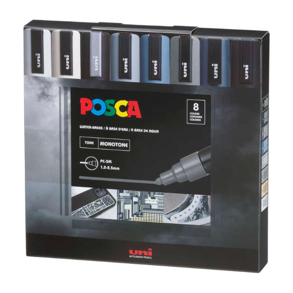 Posca Marker Sets: 8 Monotone Colours 1,8-2,5mm (PC-5M)