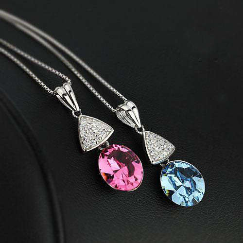 Solid 925 Sterling Silver BlueAustrian Crystal Pendant ( pendant only) - Blue