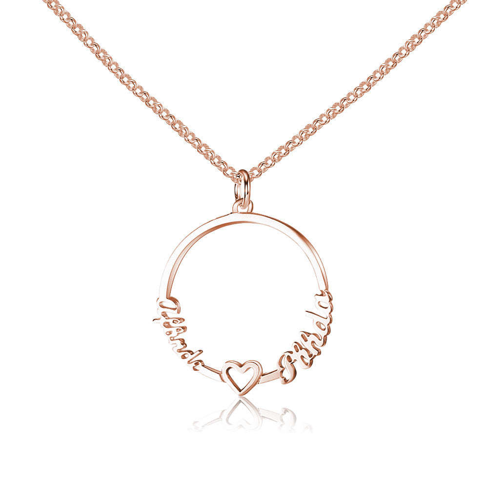 Personalized Name Necklace, Circle Design - Rose Gold Plated