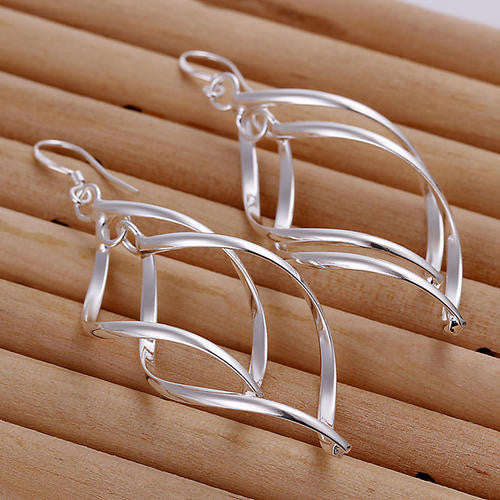 925 Sterling silver filled twist design ladies dangle earrings