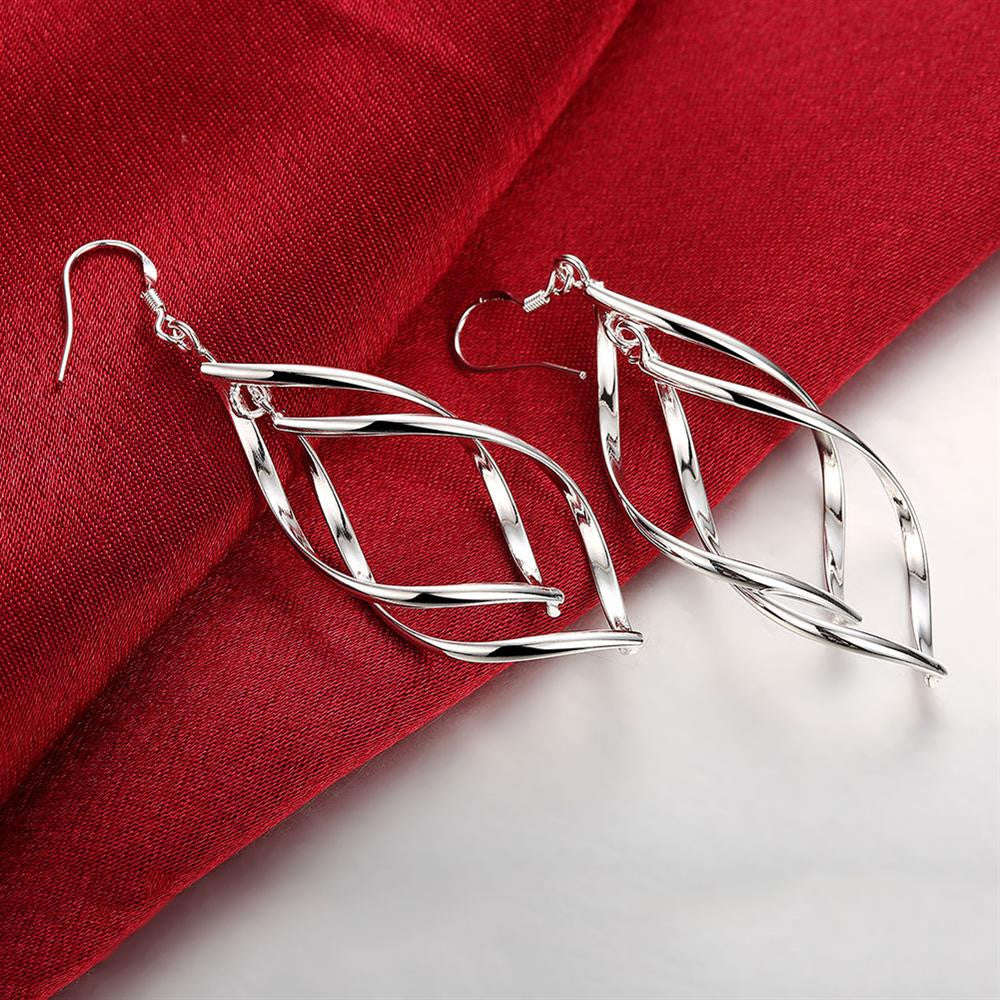 925 Sterling silver filled twist design ladies dangle earrings