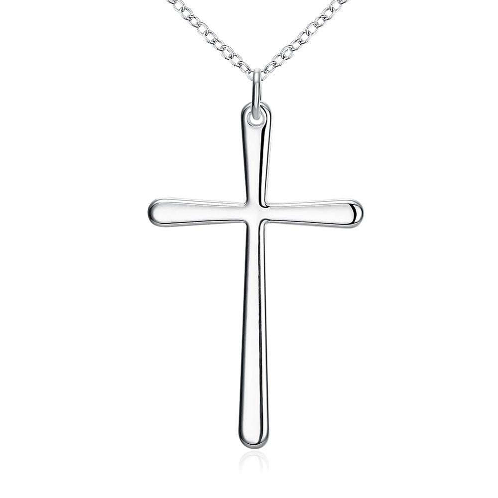 925 Silver filled plain design cross pendant with Free chain included