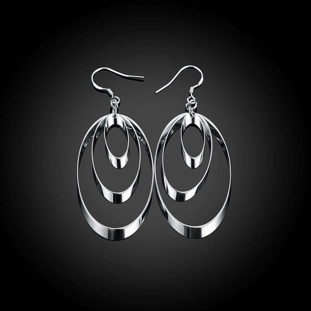925 Sterling Silver filled Ladies 3 tier design dangle earrings