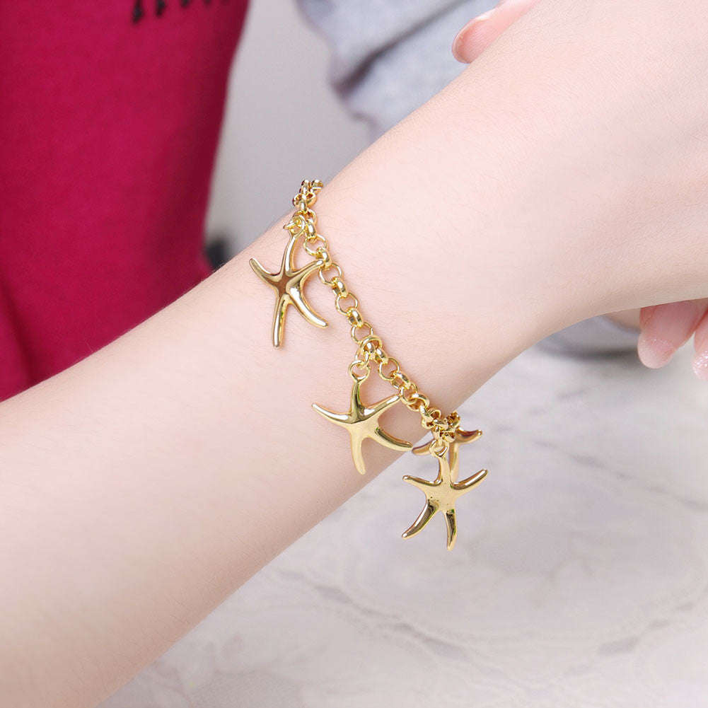 18K RGP in Yellow gold, ladies starfish design charm bracelet