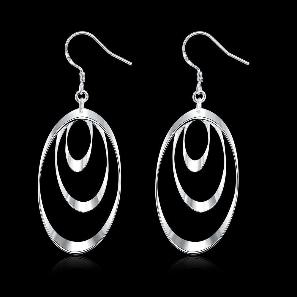 925 Sterling Silver filled Ladies 3 tier design dangle earrings