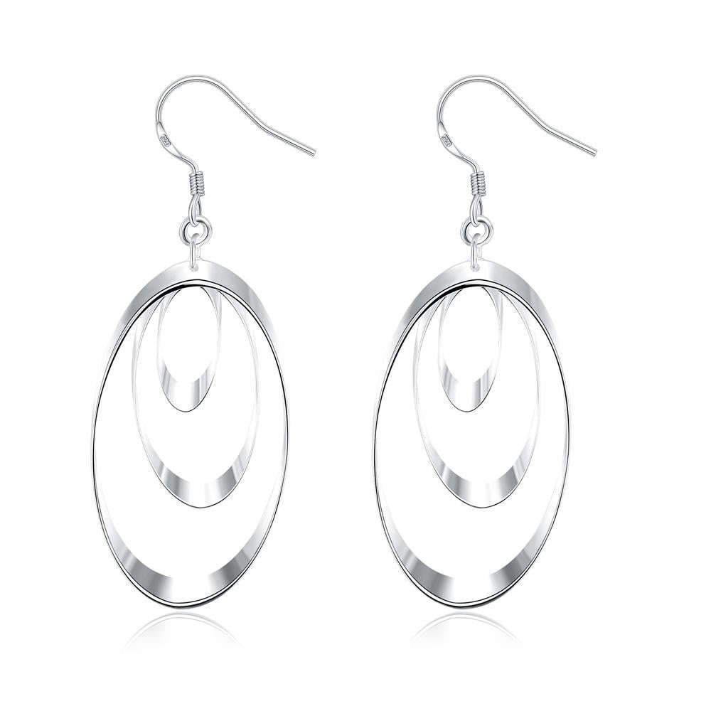 925 Sterling Silver filled Ladies 3 tier design dangle earrings