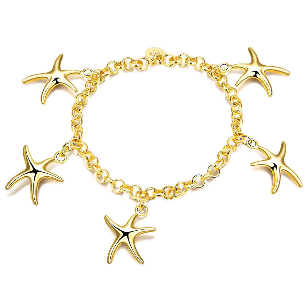 18K RGP in Yellow gold, ladies starfish design charm bracelet