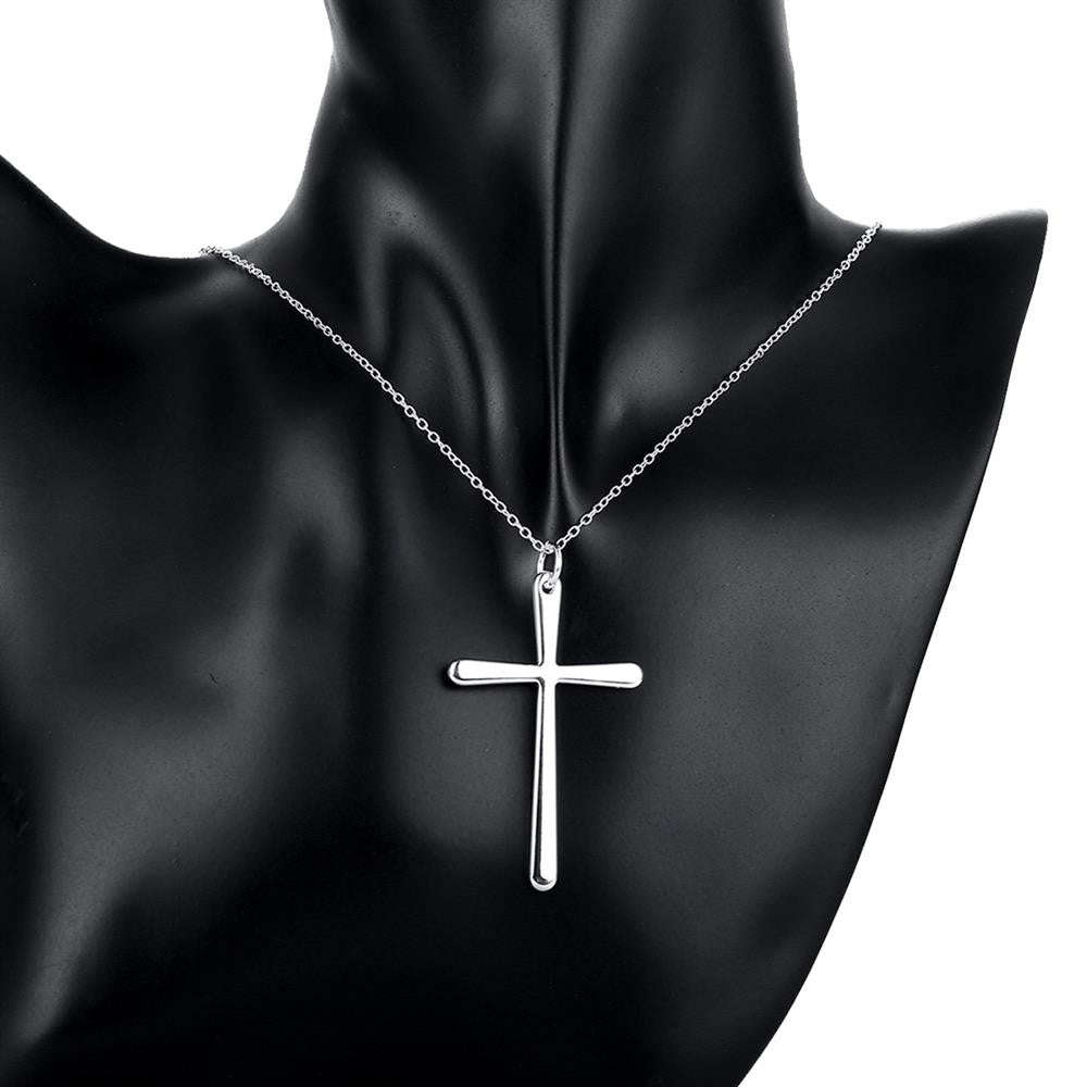925 Silver filled plain design cross pendant with Free chain included