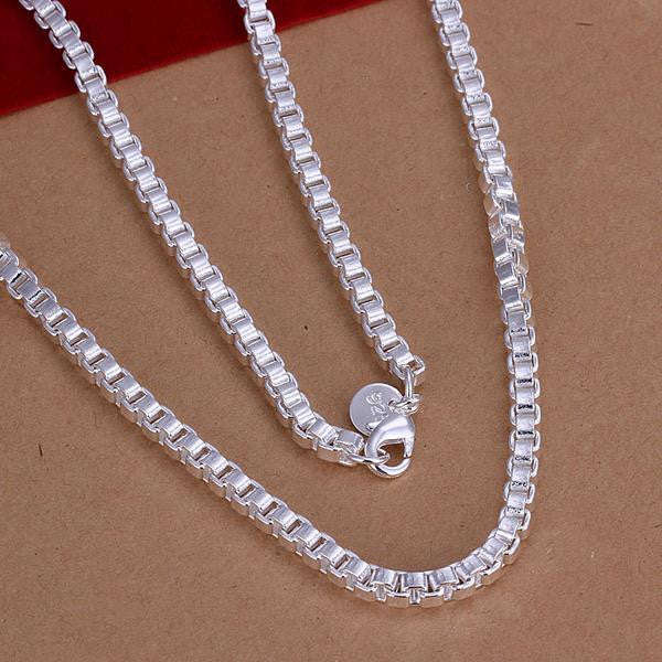 925 Sterling silver filled Elegant ladies square link Necklace