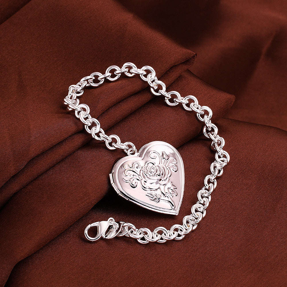 925 Sterling silver filled stamped Ladies locket bracelet, ADD YOUR OWN PHOTO