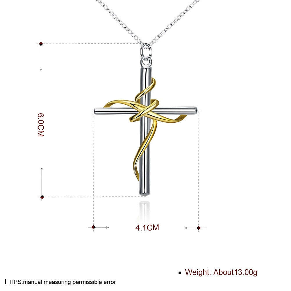 925 Sterling SIlver filled Draped Cross Pendant + Free Chain