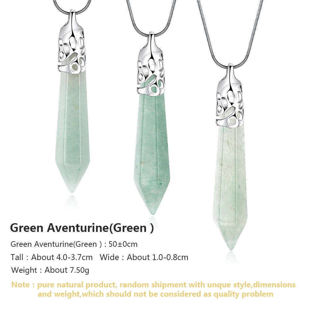 925 Sterling silver filled Natural stone pendant, green aventurine with Free chain included