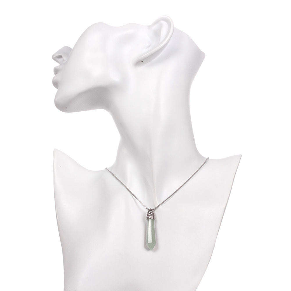 925 Sterling silver filled Natural stone pendant, green aventurine with Free chain included