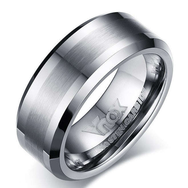 Men's Brushed Silver Design Tungsten Carbide Wedding Ring - US 11