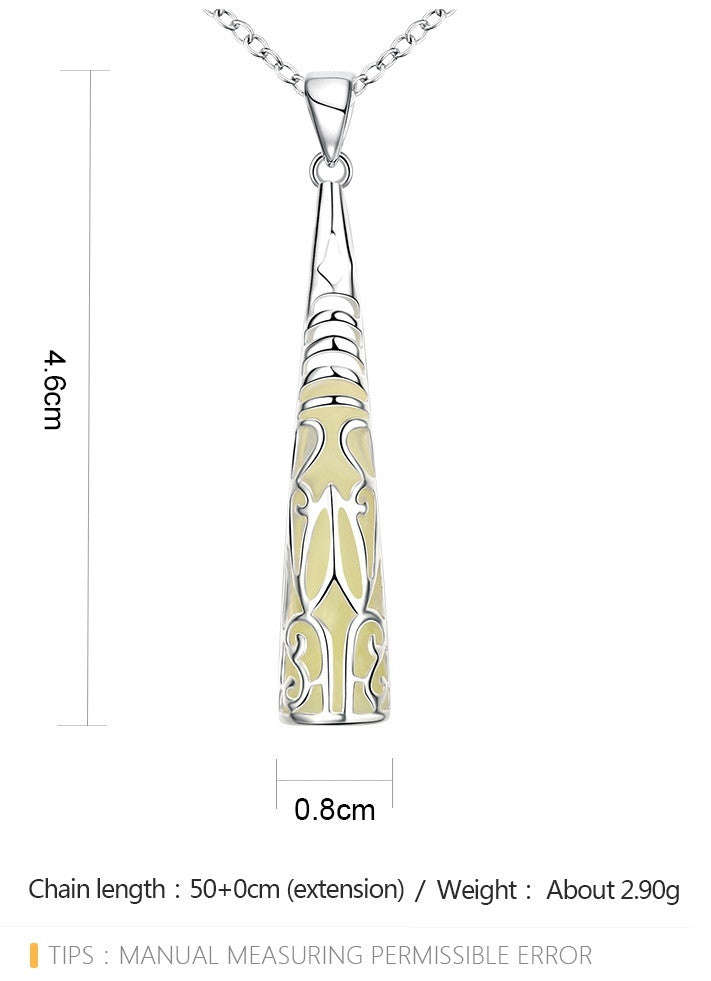 925 Sterling Silver Filled Glow in the dark pendant filigree drop design