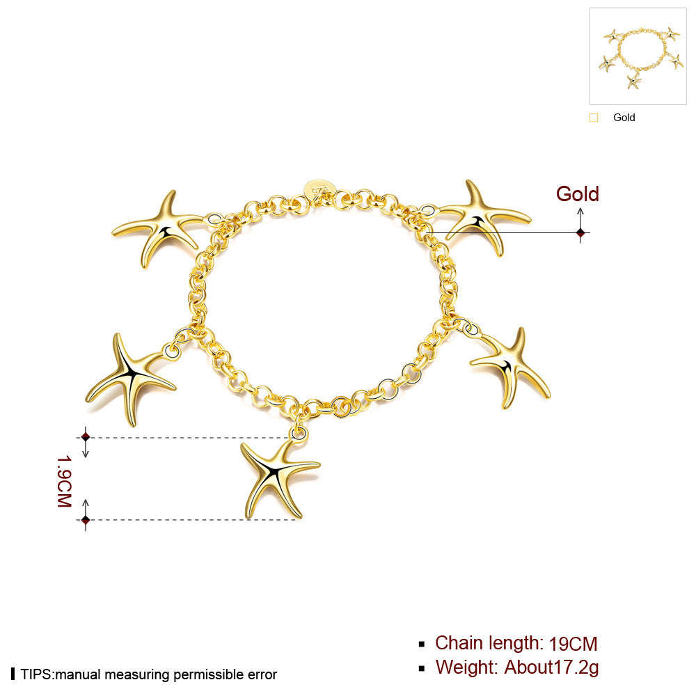 18K RGP in Yellow gold, ladies starfish design charm bracelet