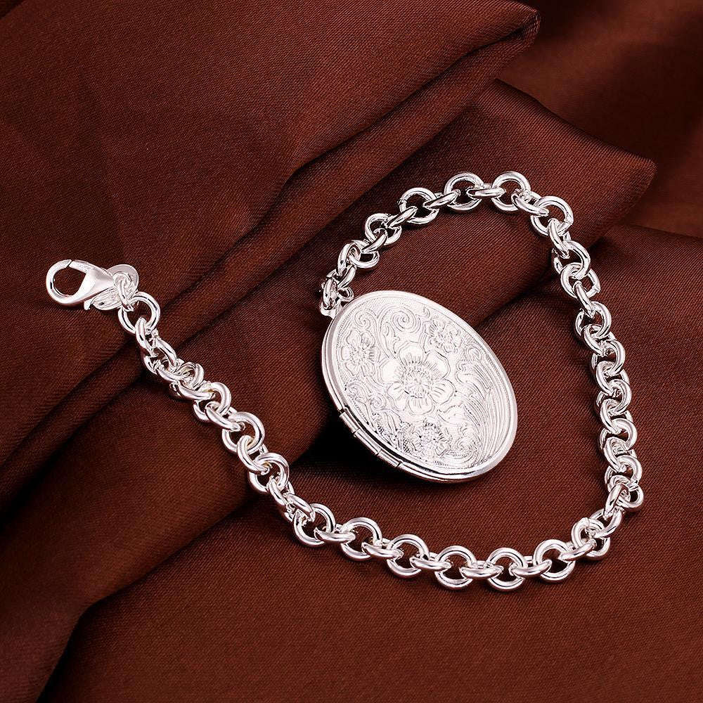 925 Sterling silver filled Ladies Oval locket bracelet, ADD YOUR OWN PHOTO