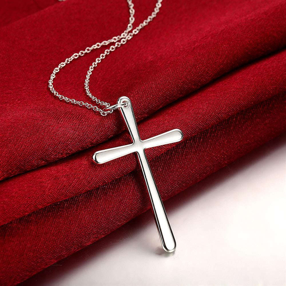 925 Silver filled plain design cross pendant with Free chain included