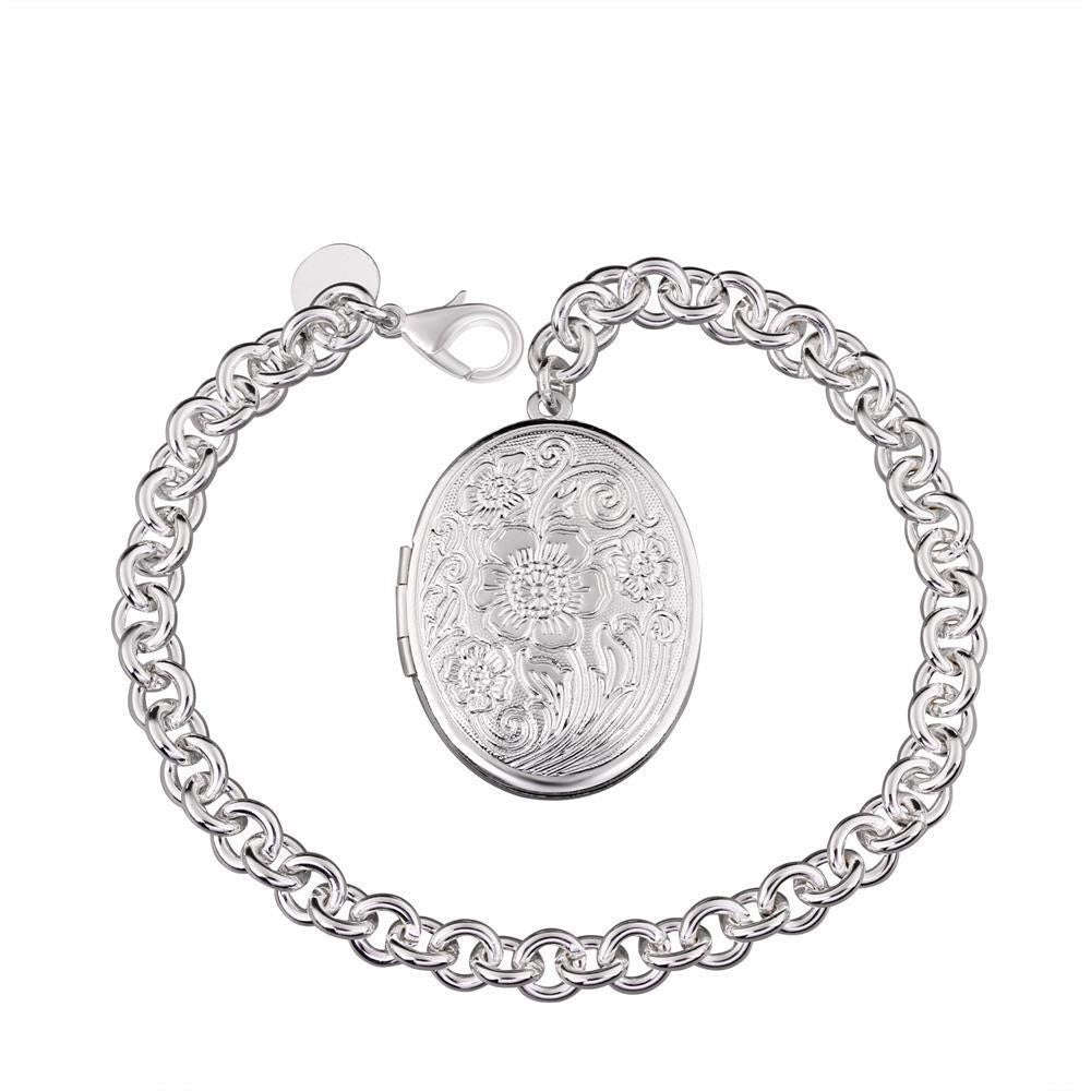 925 Sterling silver filled Ladies Oval locket bracelet, ADD YOUR OWN PHOTO