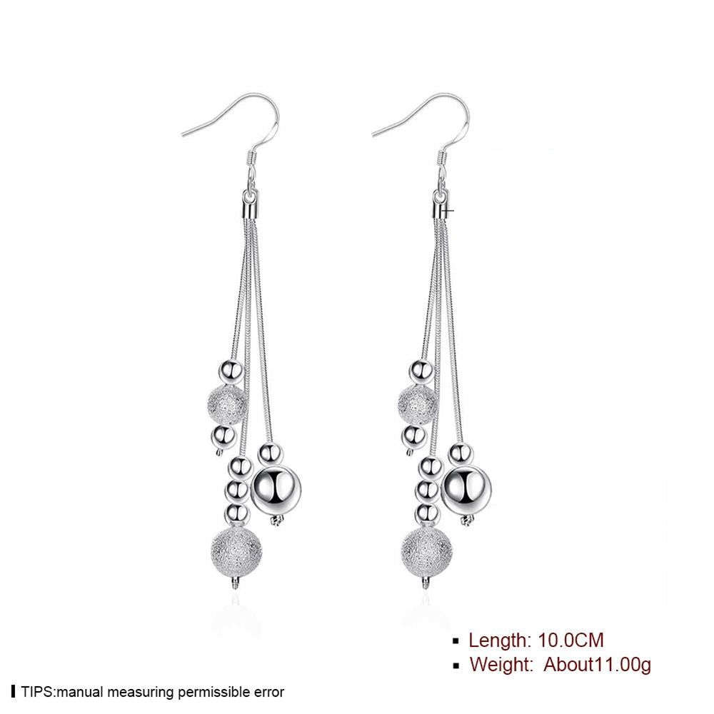 925 Sterling Silver filled Ladies 3 tier design dangle earrings with bead detail