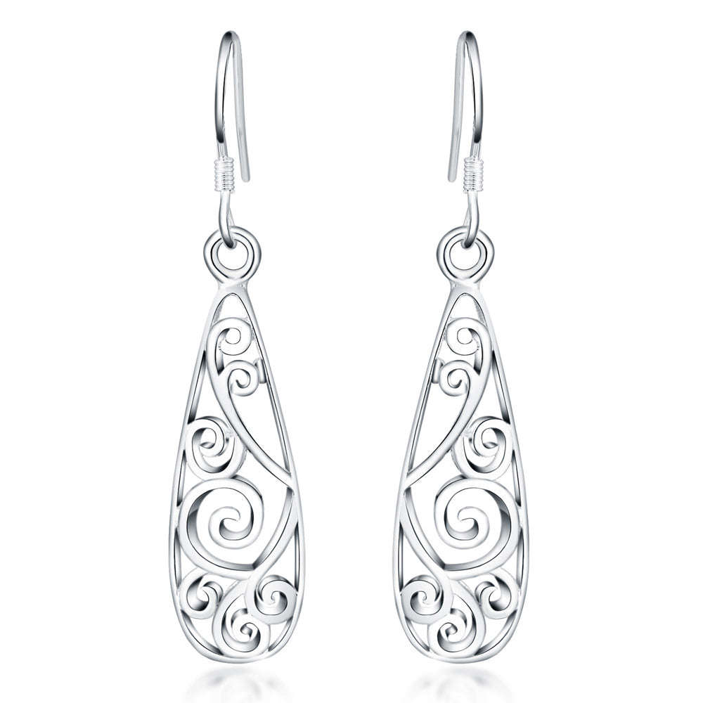 Stunning 925 Sterling Silver filled ladies dangle earrings with filigree detail work