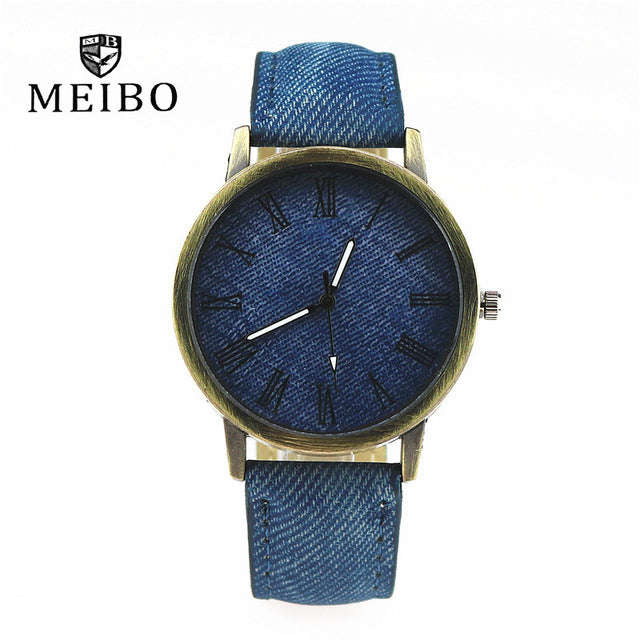 MEIBO designer watch with Denim Style look - blue