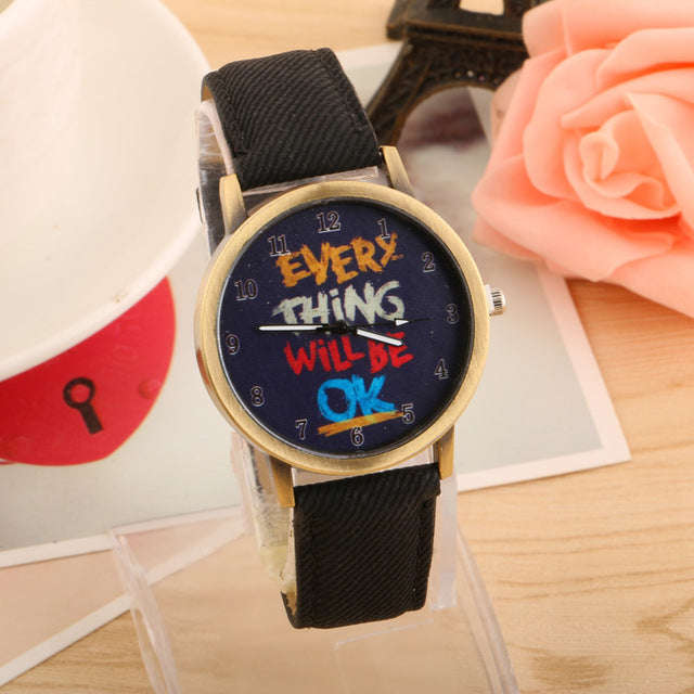 "Everything will be okay" Fun fashionable Watch - black