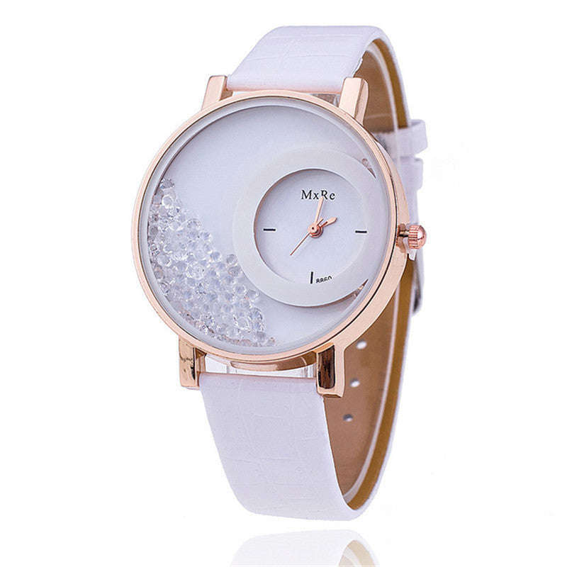 Mxre Designer bling watch with inner crystal detail - white