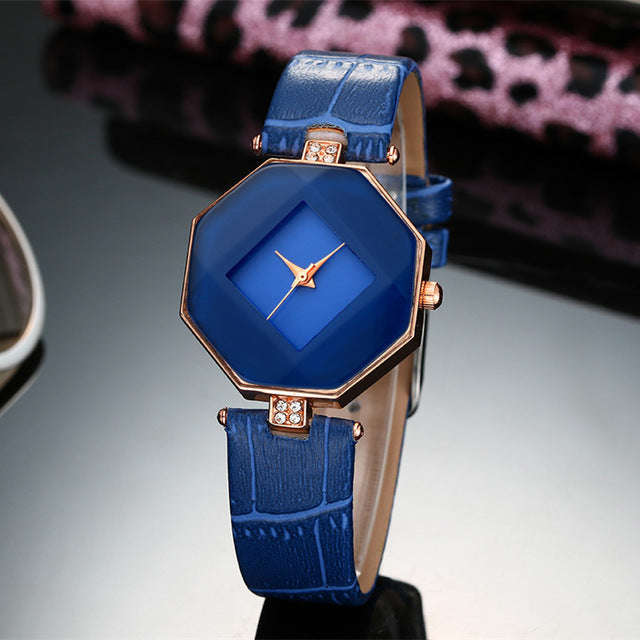 Designer Ladies leather watch - blue