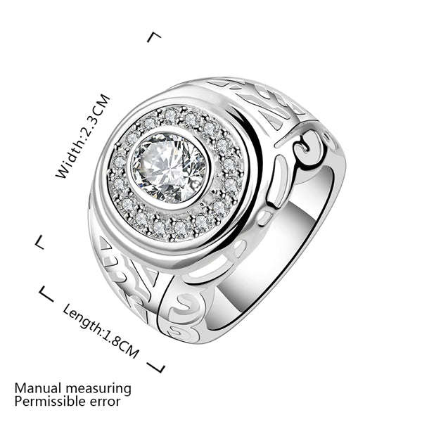 Exquisite Chunky Sterling Silver filled ring with filigree design and crystal detail