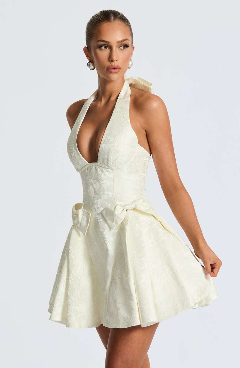Rosette Bow-Back Jacquard Mini