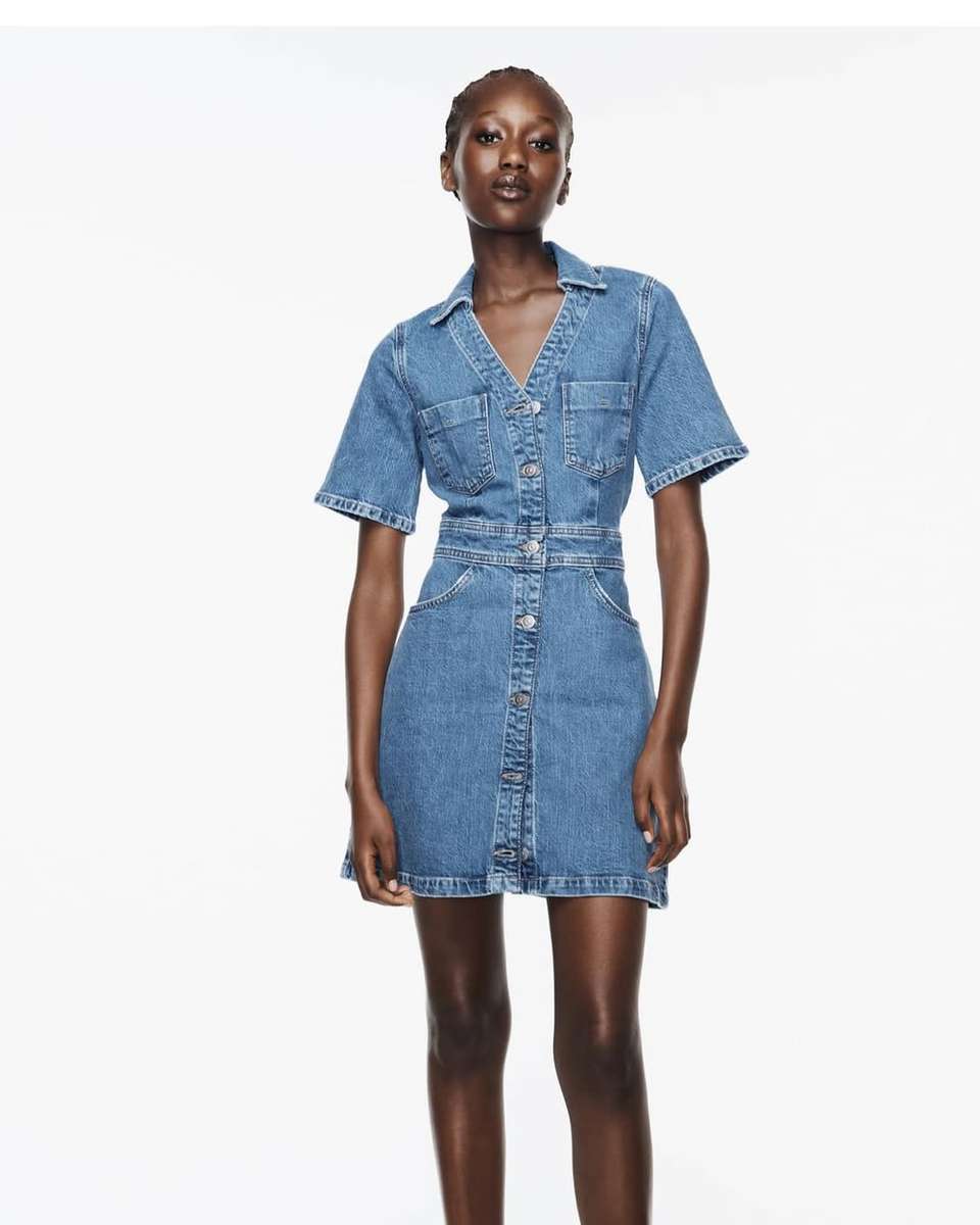 Retro Denim Button Dress