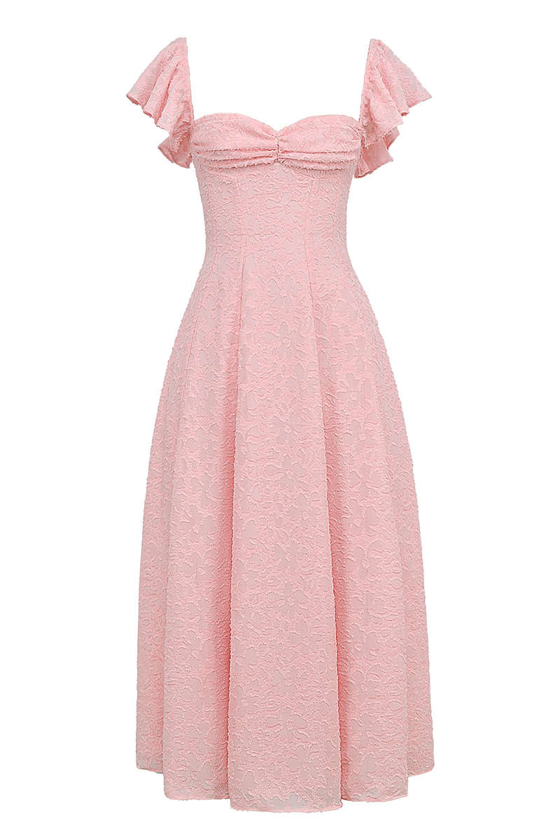 Blush Pink Lace Sweetheart Midi
