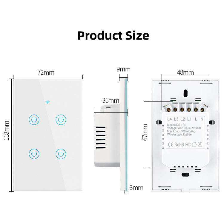 Gang light wall switch (1/2/3/4 gang)