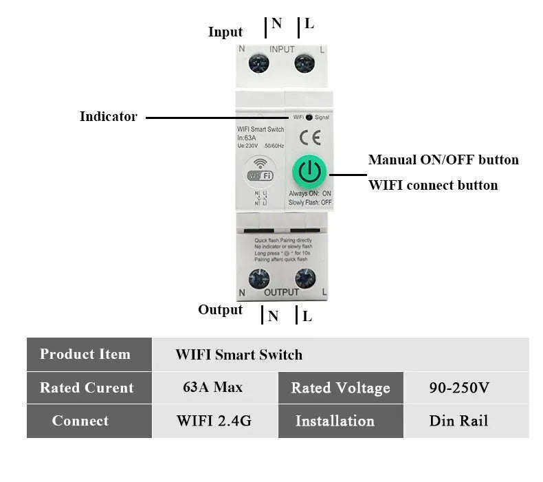 63A WiFi 2P switch