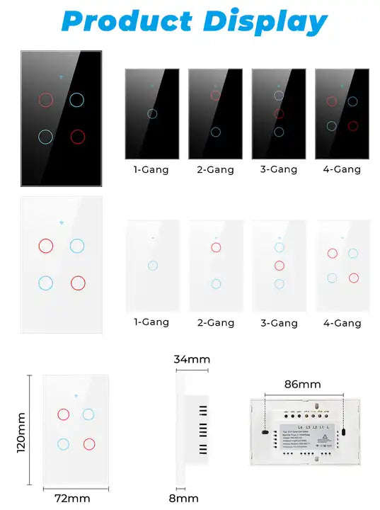 Gang light wall switch (1/2/3/4 gang)