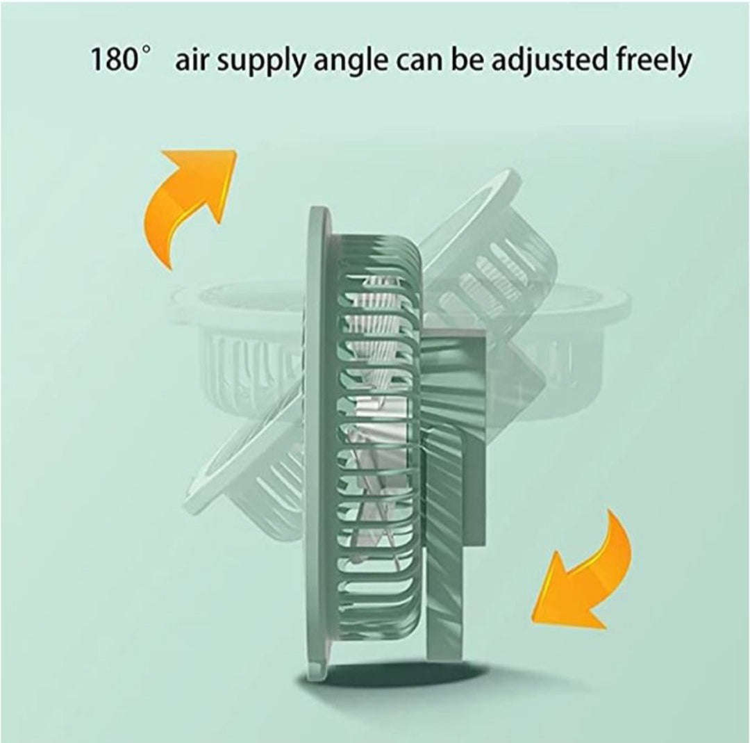 USB Rechargeable Fan With Light  - White