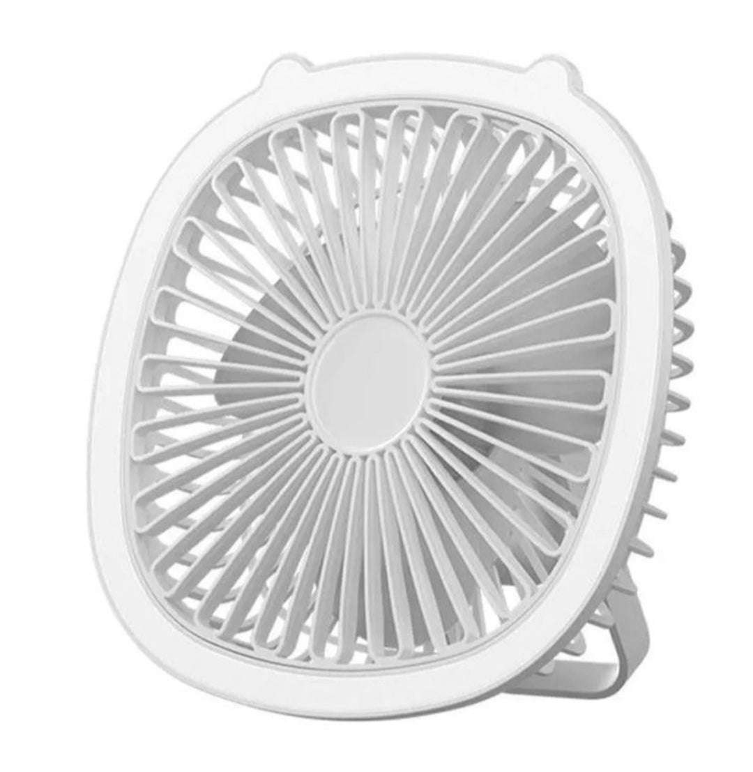 USB Rechargeable Fan With Light  - White