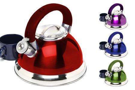 Condere Stainless Steel Whistling Kettle 3lt - Red