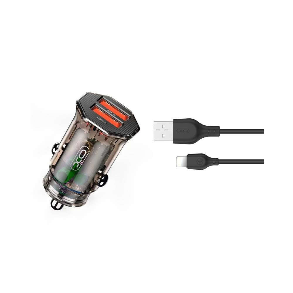 XO CC49 Dual USB Ports 2.4A Transparent Car Charger Set