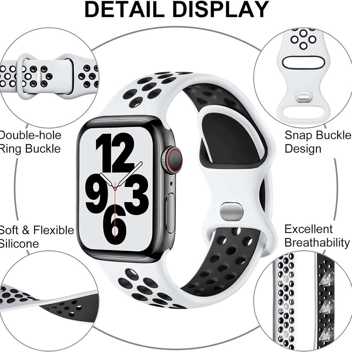 XO BT08B Apple Watch Adjustable Sports Silicone Strap 42/44/45/49mm