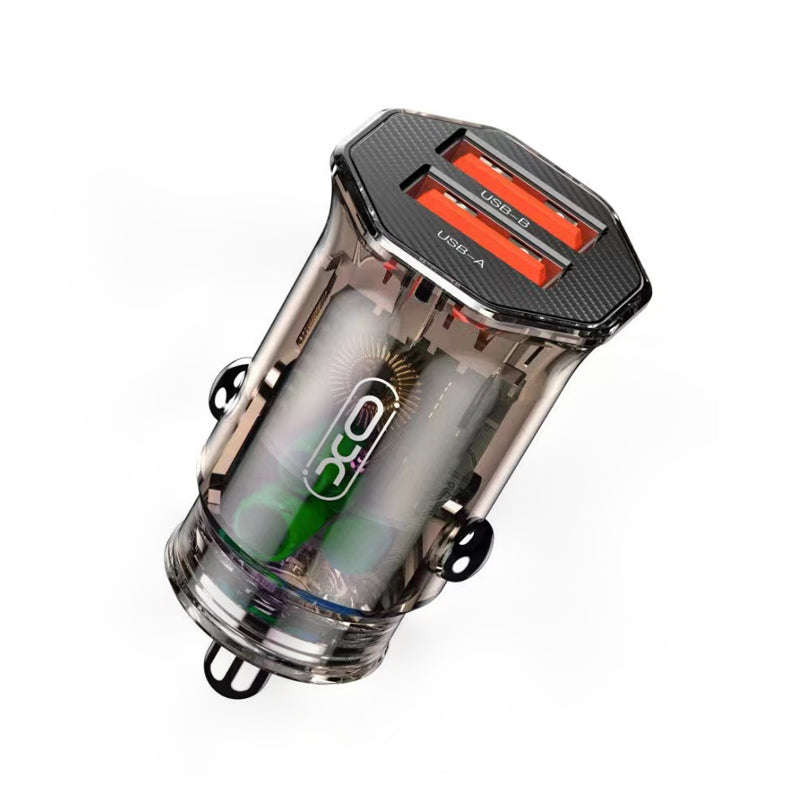 XO CC49 Dual USB Ports 2.4A Transparent Car Charger Set