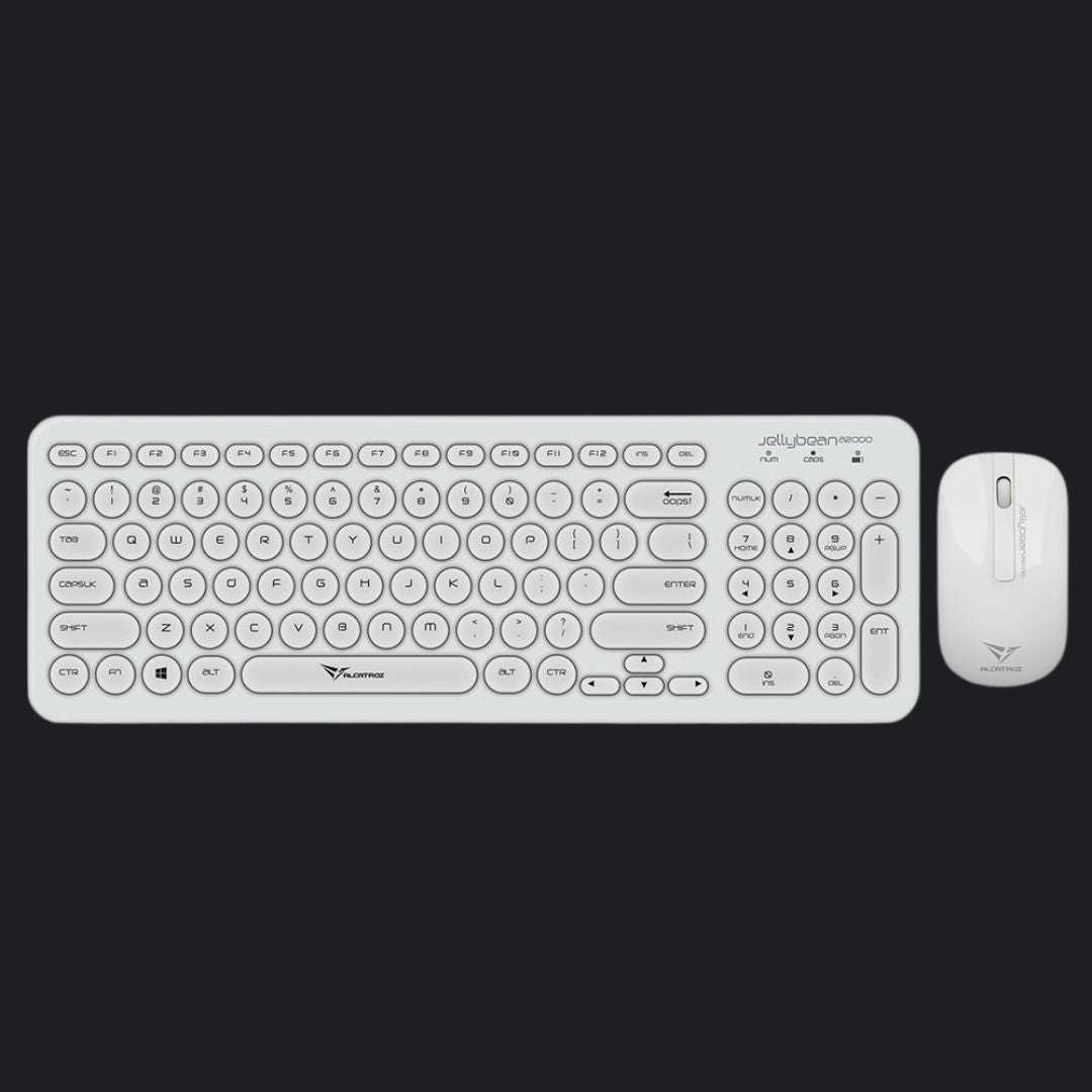 Alcatroz A2000 Jellybean Wireless Keyboard and Mouse Combo - White